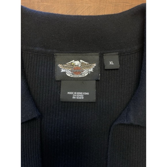 Harley Davidson Vest Women's‎ XL Full Zip Sleeveless Sweater V Neck Black - Picture 9 of 16